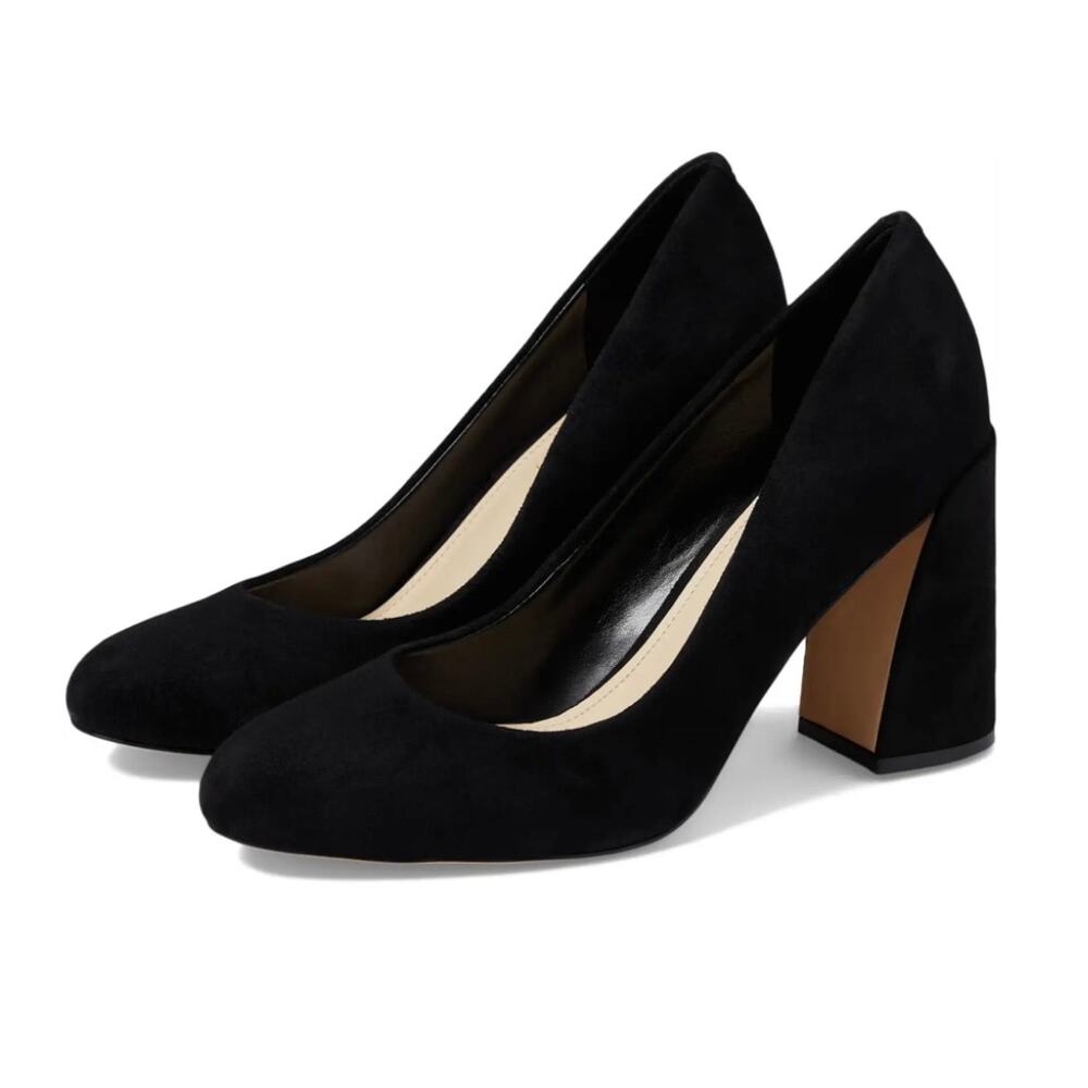 NINE WEST YUNIP 3 LEATHER ALMOND TOE BLOCK HEELS IN BLACK NWOB WOMEN'S SIZE 7M - Picture 2 of 15